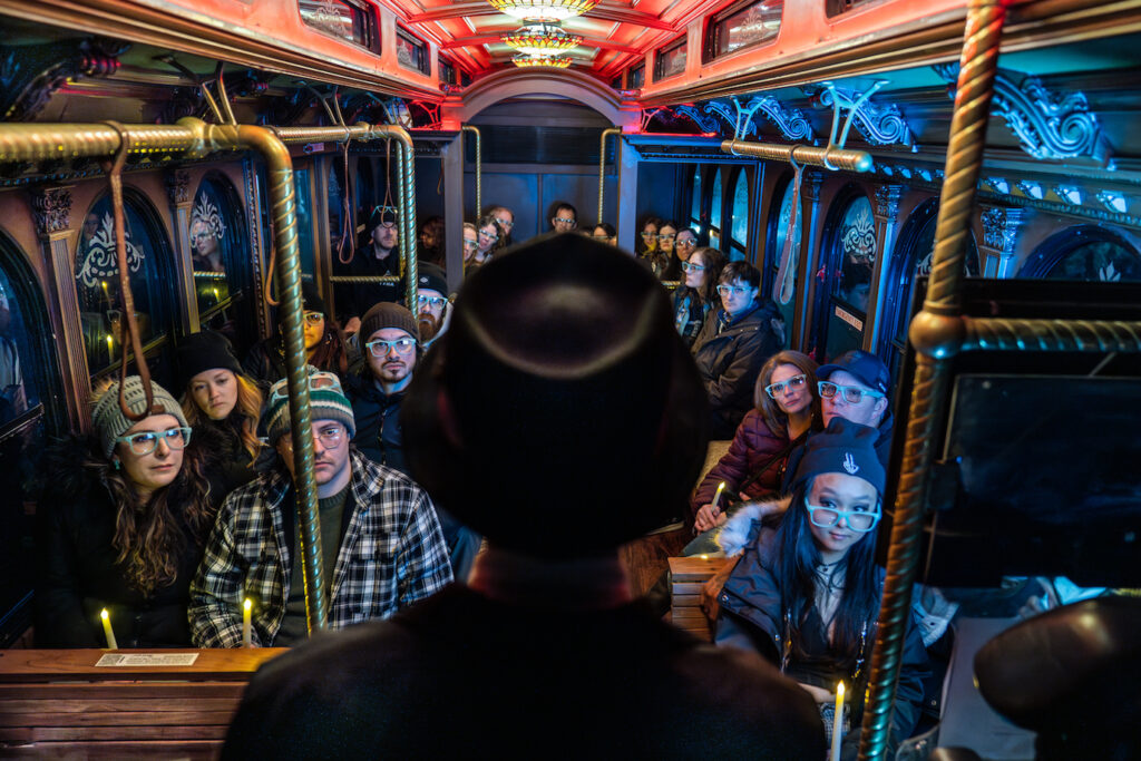 On the Haunted Trolley looking for ghosts is the thing to do when you are looking for birthday ideas for adults
