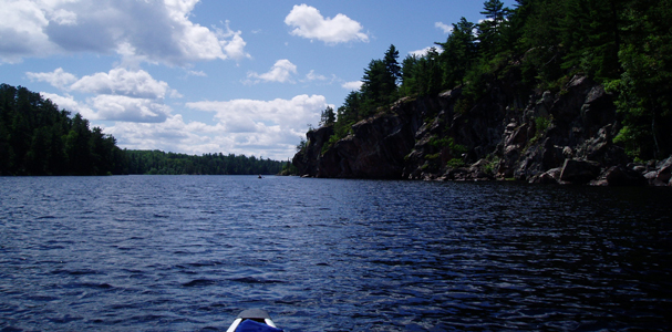 Boundary waters from the bow of a canoe: Ely Tour