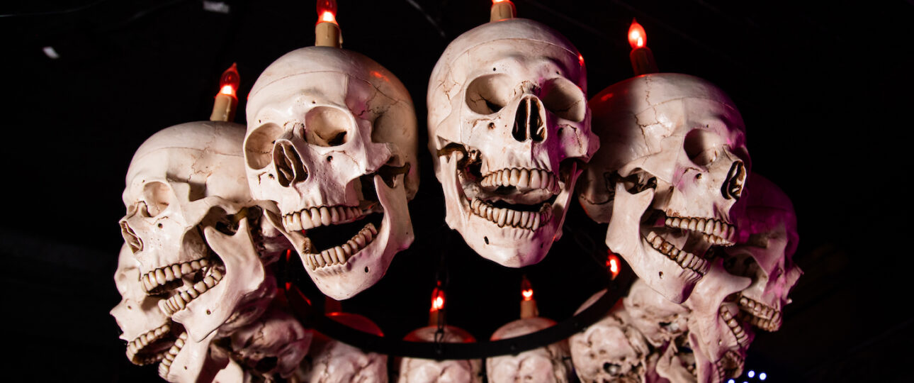 skulls above the haunted basement