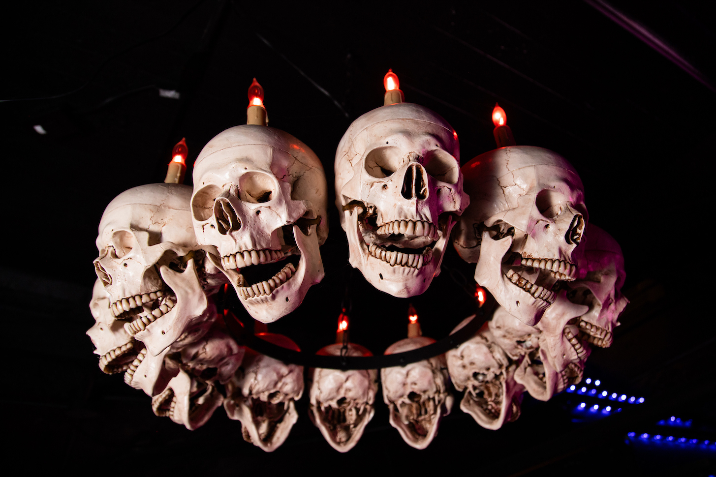 skulls above the haunted basement